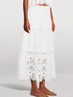 Miloti Eyelet Lace Maxi Skirt