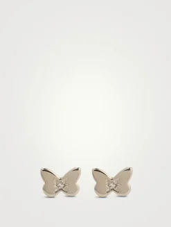 Mini Jac+Jo 14K Gold Icon Butterfly Stud Earring With Sapphire