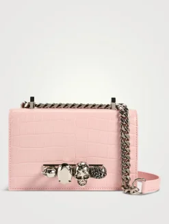 Mini Jewelled Croc-Embossed Leather Satchel