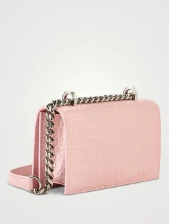 Mini Jewelled Croc-Embossed Leather Satchel