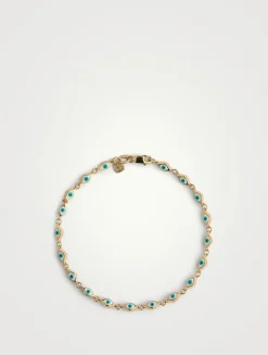 Mini 14K Gold Multi Enamel Evil Eye Bracelet