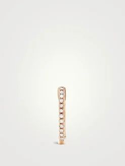 Mini 14K Yellow Gold Huggie Hoop Earring With Diamonds