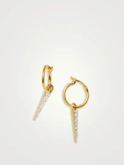Mini Pavé Spike Charm Hoop Earrings