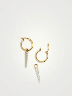 Mini Pavé Spike Charm Hoop Earrings