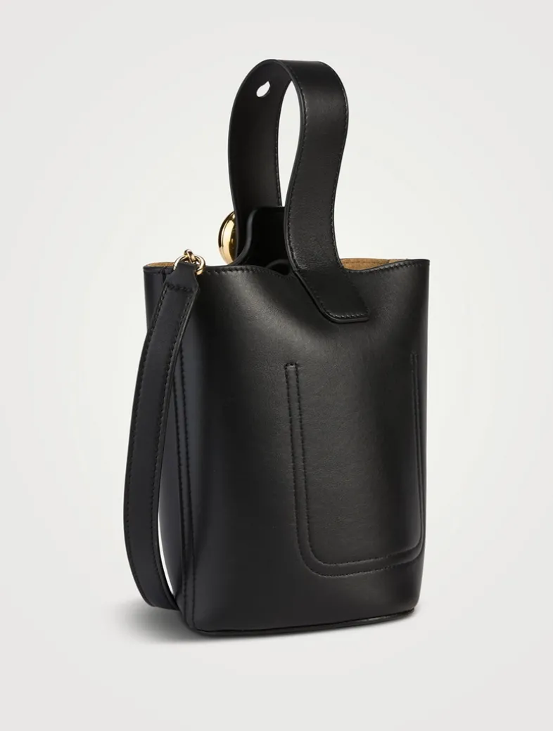 Mini Pebble Leather Bucket Bag