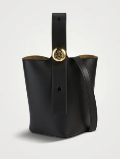 Mini Pebble Leather Bucket Bag