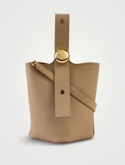 Mini Pebble Leather Bucket Bag