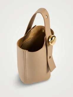 Mini Pebble Leather Bucket Bag