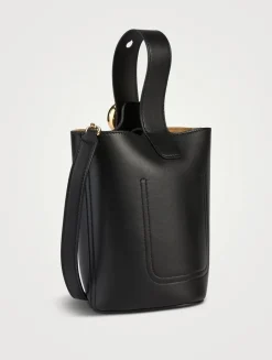 Mini Pebble Leather Bucket Bag