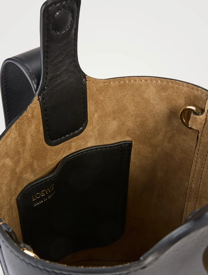 Mini Pebble Leather Bucket Bag