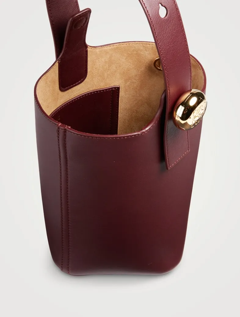 Mini Pebble Leather Bucket Bag