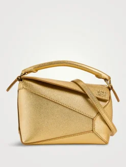 Mini Puzzle Edge Metallic Leather Bag