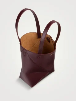 Mini Puzzle Fold Leather Tote Bag