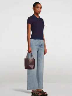 Mini Puzzle Fold Leather Tote Bag