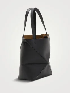 Mini Puzzle Fold Leather Tote Bag