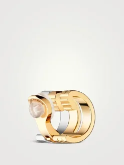 Mini Radiant Edition Quatre Two-Tone Gold Earring With Diamonds