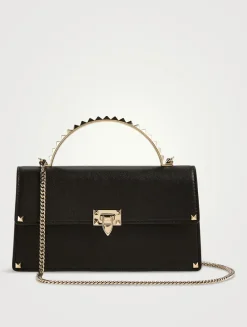 Mini Rockstud Leather Top Handle Bag