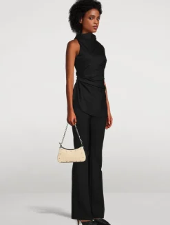 Mini T-Bar Studded Raffia Pouch