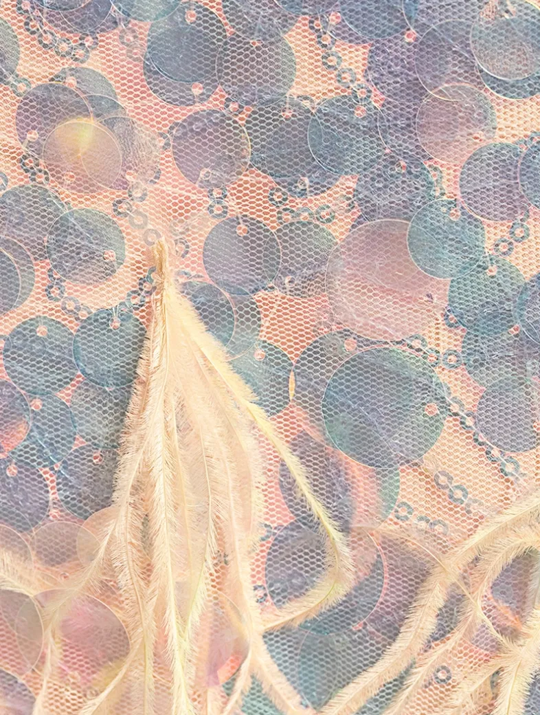 Miriana Feather-Trimmed Sequin Slip Dress