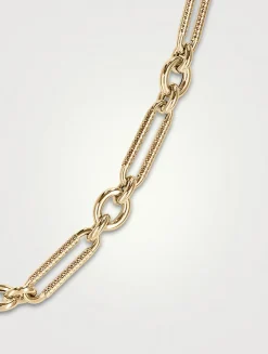 Miuccia 14K Gold Guilloche Long Chain Necklace