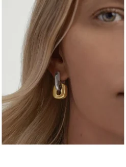 Mixed Metal Stevie Hoop Earrings