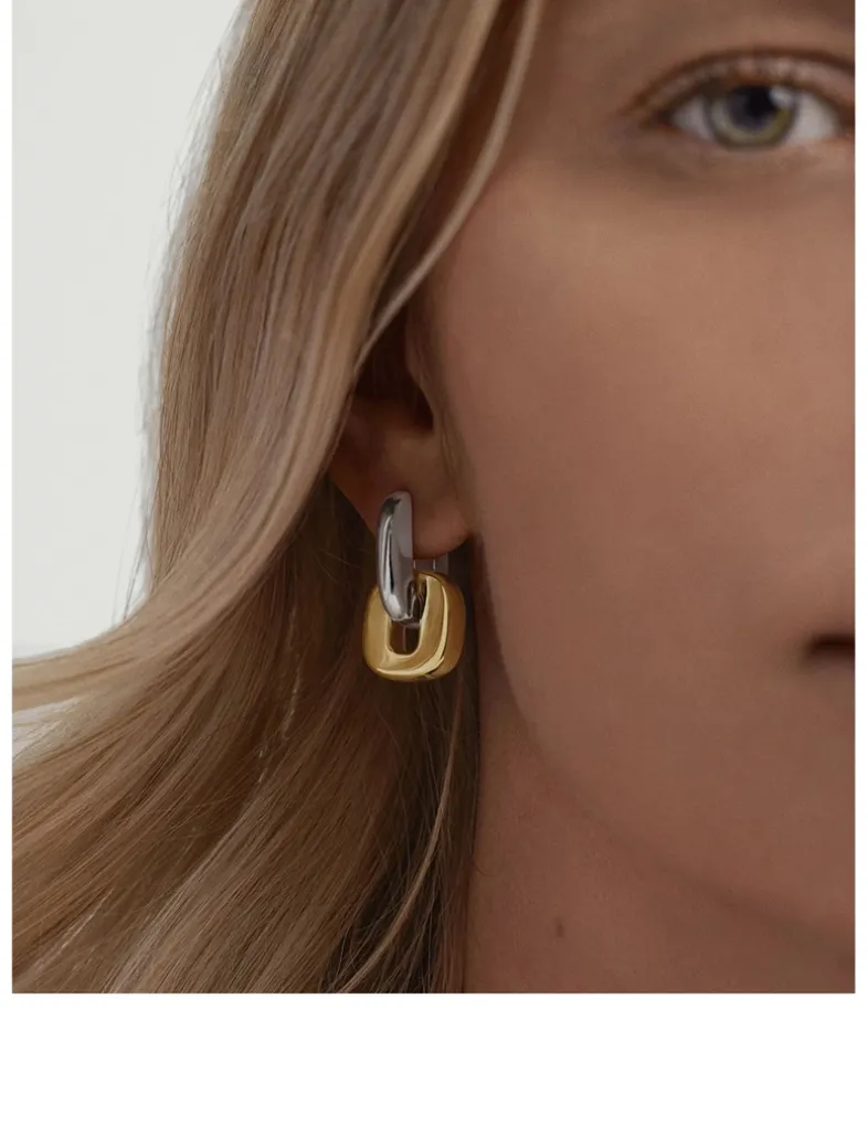 Mixed Metal Stevie Hoop Earrings