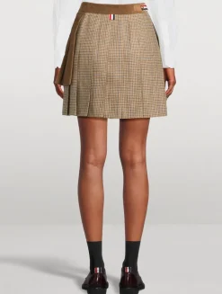Mixed-Media Pleated Mini Skirt