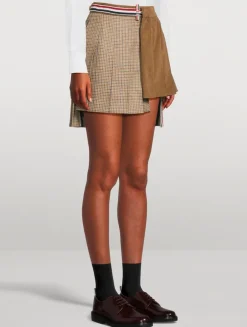 Mixed-Media Pleated Mini Skirt