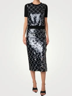 Mixed-Media Sequin Wool Sweater