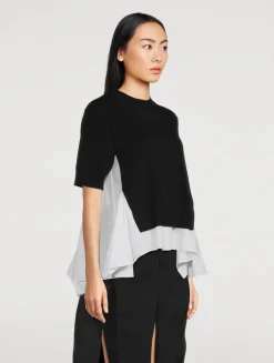 Mixed-Media Sweater With Shirt