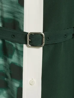 Mixed-Print Silk Shirt Dress