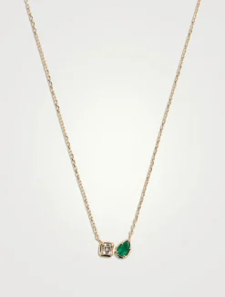Mélia 14K Gold Emerald Toi Et Moi Necklace
