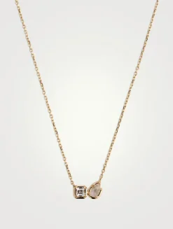 Mélia 14K Gold Moonstone Toi Et Moi Necklace
