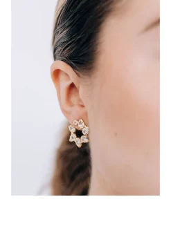 Mélia 14K Gold Pear Front-To-Back Hoop Earrings With Clear Topaz