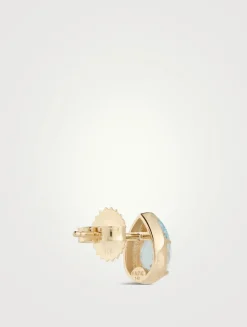 Mélia 14K Gold Pear Stud Earrings With Blue Topaz