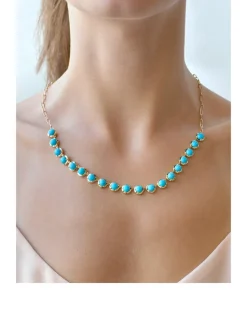 Mélia Kim 14K Gold Tennis Necklace With Turquoise