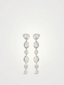 Mélia Silver Pear Linear Earrings With Topaz