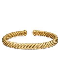 Modern Oval Cablespira® Bracelet In 18k Yellow Gold, 7mm
