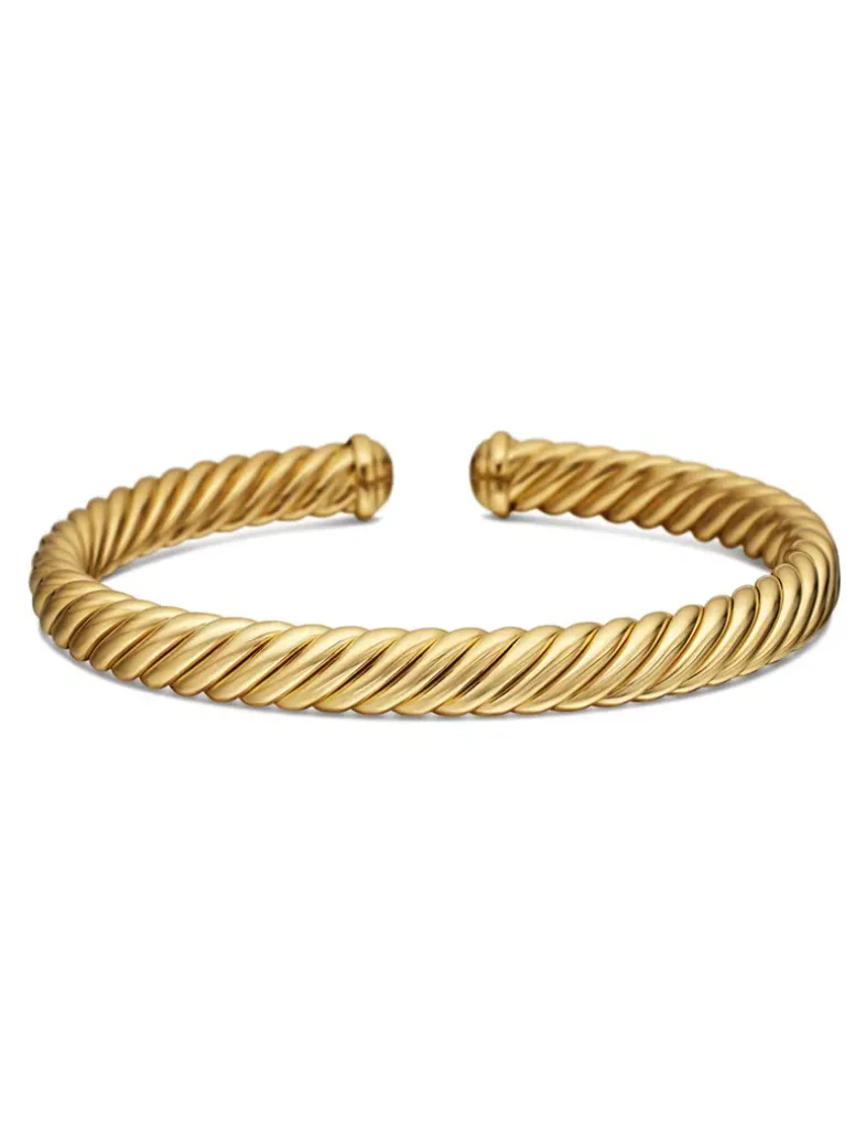 Modern Oval Cablespira® Bracelet In 18k Yellow Gold, 7mm