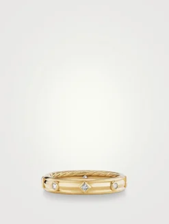 Modern Renaissance Band Ring In 18k Yellow Gold With Diamonds