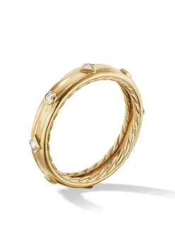 Modern Renaissance Band Ring In 18k Yellow Gold With Diamonds