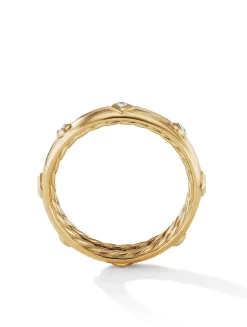 Modern Renaissance Band Ring In 18k Yellow Gold With Diamonds