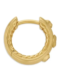 Modern Renaissance Huggie Hoop Earrings In 18k Yellow Gold With Diamonds, 12.3mm