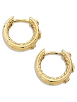 Modern Renaissance Huggie Hoop Earrings In 18k Yellow Gold With Diamonds, 12.3mm
