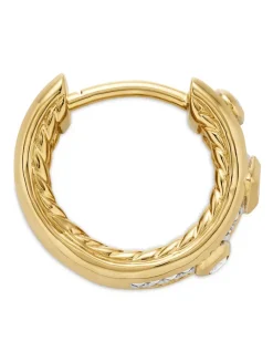 Modern Renaissance Huggie Hoop Earrings In 18k Yellow Gold With Diamonds, 12.3mm