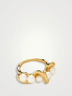 Molten Pearl Twisted Stacking Ring