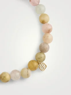 Morganite Beaded Bracelet With 14K Gold Diamond Rondelle