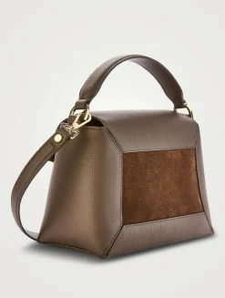 Mosaic Leather And Suede Top Handle Bag