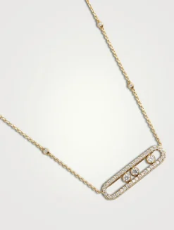 Move Classique 18K Gold Pavé Necklace With Diamonds