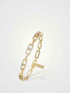 Move Link 18K Gold Bracelet With Diamonds